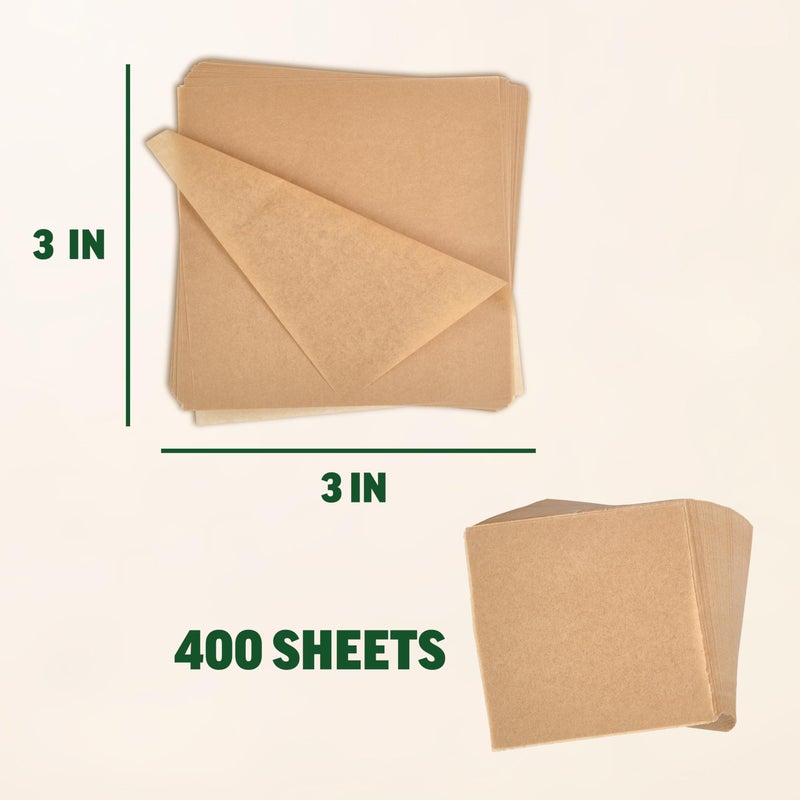 Zenlogy 3x3 Small Parchment Paper Squares (400 sheets) - Unbleached, Non-stick, Pre-cut Mini Parchment Paper - For Diamond Painting, Freezing, Storing, Separating, Flower Piping and Lining - Image 4